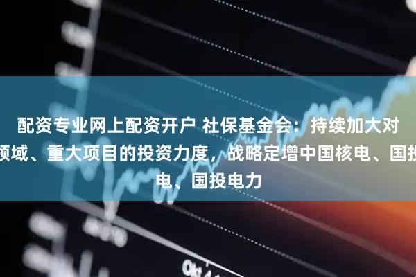 配资专业网上配资开户 社保基金会：持续加大对关键领域、重大项目的投资力度，战略定增中国核电、国投电力